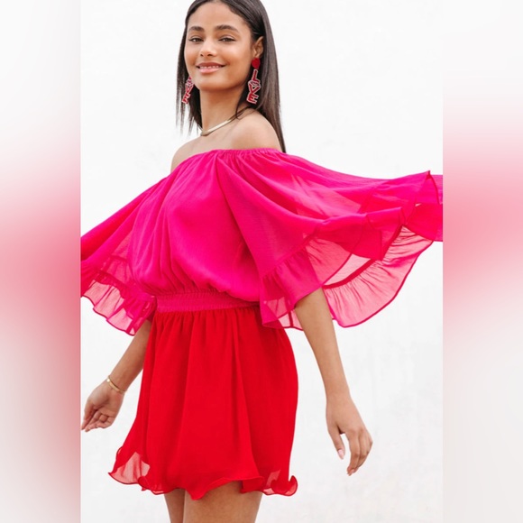 NWT VICI VALENTINA COLORBLOCK OFF THE SHOULDER ROMPER |Size Small - Picture 2 of 6